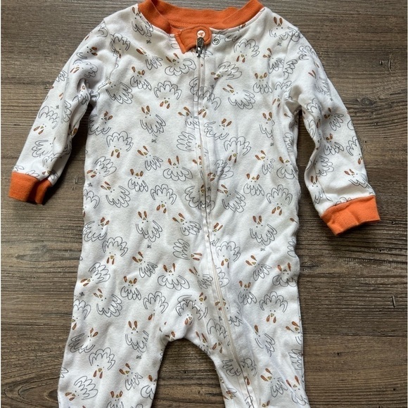 Burt’s Bees Baby Turkey Footed Onesie 3-6M EUC Fall Autumn Thanksgiving Footie - Picture 3 of 7